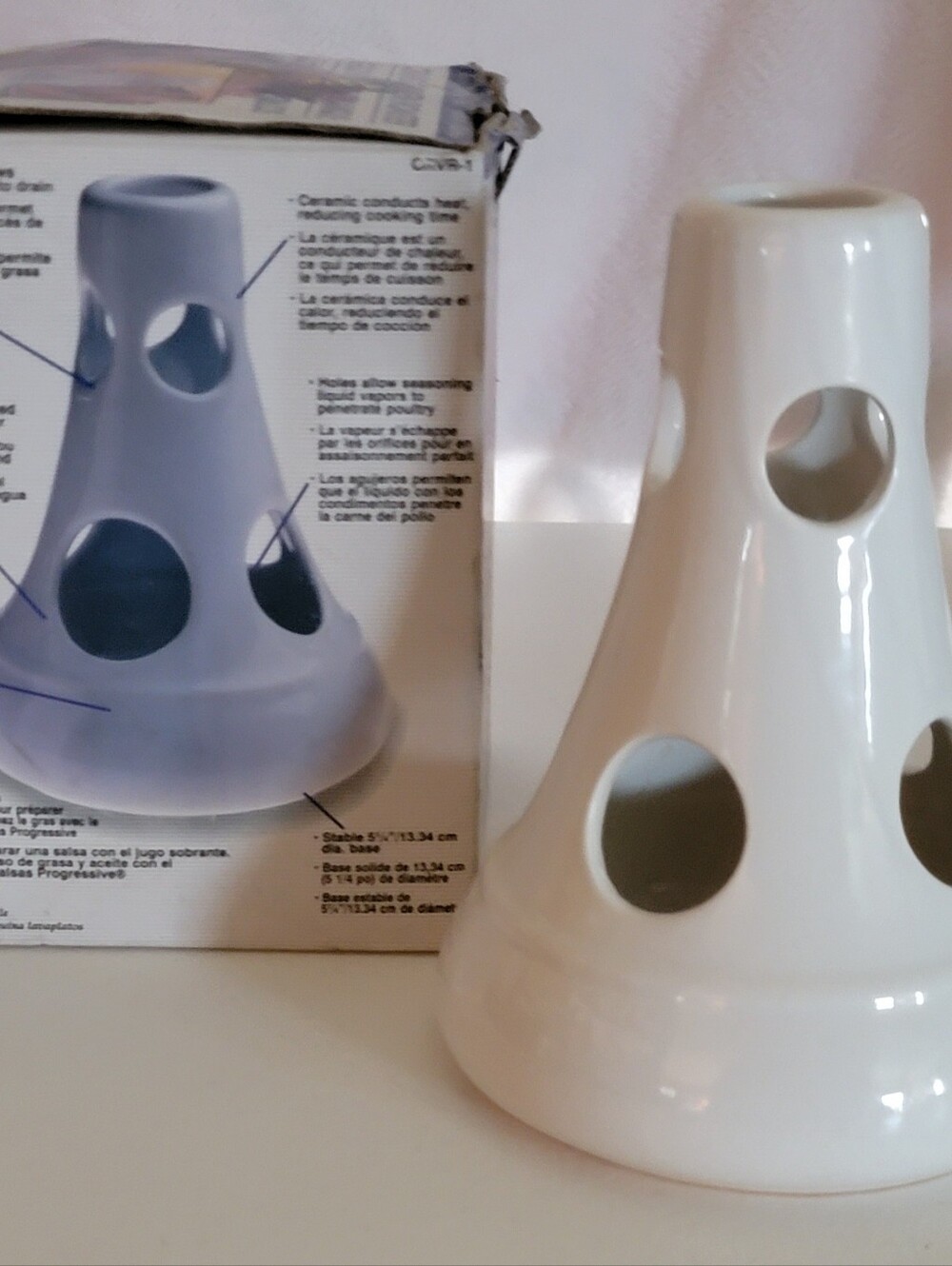 Progressive Ceramic Chicken Roaster, White, Dishwasher Safe, CRVR-1